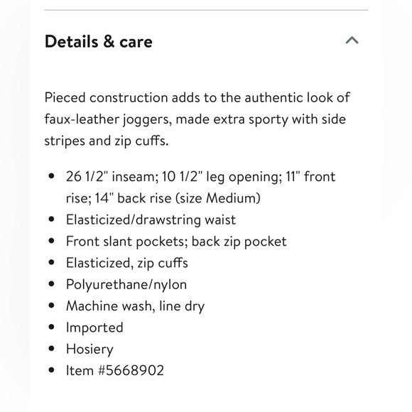 David Lerner Black Vegan Leather Joggers with White and Pink Stripe - Picture 8 of 8